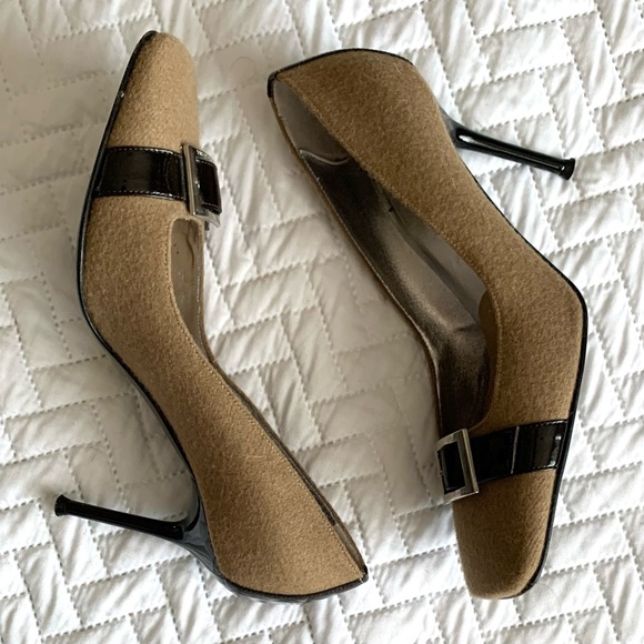 Dolce & Gabbana Vintage brown & tan wool square toe pumps, 6 - Picture 4 of 16